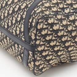 Christian Dior Blue Oblique Canvas Vintage Boston Bag