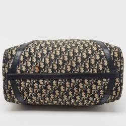 Christian Dior Blue Oblique Canvas Vintage Boston Bag