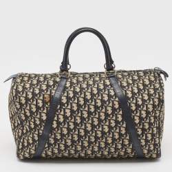 Christian Dior Blue Oblique Canvas Vintage Boston Bag