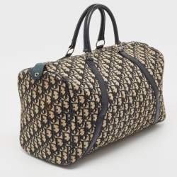Christian Dior Blue Oblique Canvas Vintage Boston Bag