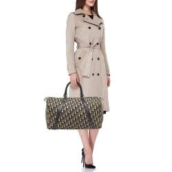 Christian Dior Blue Oblique Canvas Vintage Boston Bag