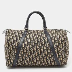 Christian Dior Blue Oblique Canvas Vintage Boston Bag