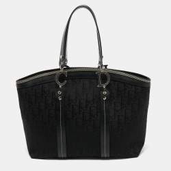 Pre Owned Dior Black Oblique Canvas Trotter Tote Bag