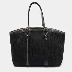 Pre Owned Dior Black Oblique Canvas Trotter Tote Bag