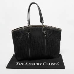 Pre Owned Dior Black Oblique Canvas Trotter Tote Bag