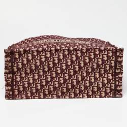 Dior Burgundy Oblique Embroidered Canvas Large Book Tote
