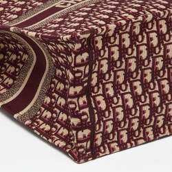 Dior Burgundy Oblique Embroidered Canvas Large Book Tote