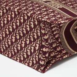 Dior Burgundy Oblique Embroidered Canvas Large Book Tote