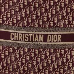 Dior Burgundy Oblique Embroidered Canvas Large Book Tote