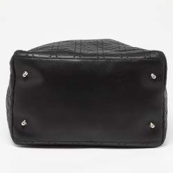Pre Owned Dior Black Cannage Leather Lady Dior Soft Tote
