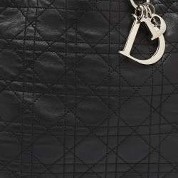 Pre Owned Dior Black Cannage Leather Lady Dior Soft Tote