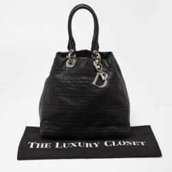 Dior Black Cannage Leather Lady Dior Soft Tote