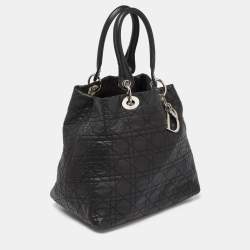 Pre Owned Dior Black Cannage Leather Lady Dior Soft Tote