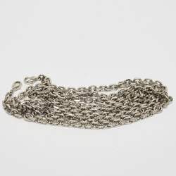 Pre Owned Dior Silver Microcannage Patent Leather Croisiere Wallet on Chain