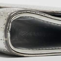 Pre Owned Dior Silver Microcannage Patent Leather Croisiere Wallet on Chain