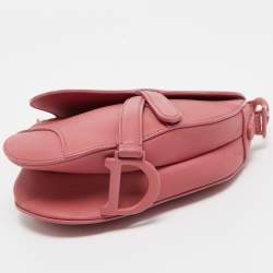 Pre Owned Dior Old Rose Mini Leather Saddle Bag
