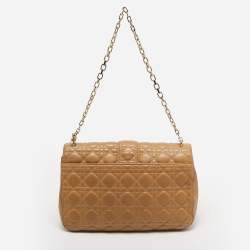 Pre Owned Dior Beige Cannage Leather Large Miss Dior Shoulder Bag