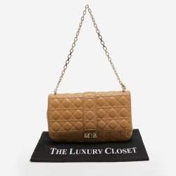 Pre Owned Dior Beige Cannage Leather Large Miss Dior Shoulder Bag