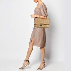 Pre Owned Dior Beige Cannage Leather Large Miss Dior Shoulder Bag