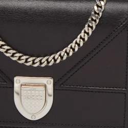 Pre Owned Dior Black Leather Diorama Wallet On Chain