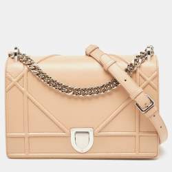 Pre Owned Dior Beige Leather Medium Diorama Flap Shoulder Bag