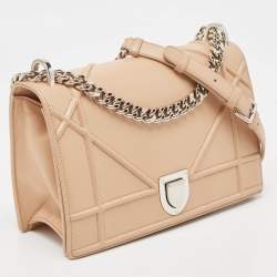 Pre Owned Dior Beige Leather Medium Diorama Flap Shoulder Bag