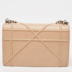 Pre Owned Dior Beige Leather Medium Diorama Flap Shoulder Bag