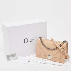 Pre Owned Dior Beige Leather Medium Diorama Flap Shoulder Bag