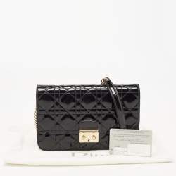 Pre Owned Dior Black Cannage Patent Leather Small Miss Dior Flap Bag