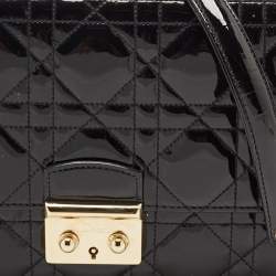 Pre Owned Dior Black Cannage Patent Leather Small Miss Dior Flap Bag