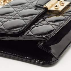 Pre Owned Dior Black Cannage Patent Leather Small Miss Dior Flap Bag
