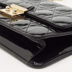 Pre Owned Dior Black Cannage Patent Leather Small Miss Dior Flap Bag