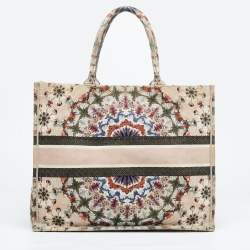 Pre Owned Dior Multicolor Embroidered Canvas Large Book Tote