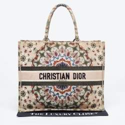 Pre Owned Dior Multicolor Embroidered Canvas Large Book Tote