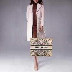 Pre Owned Dior Multicolor Embroidered Canvas Large Book Tote
