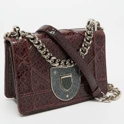 Pre Owned Dior Burgundy Ceramic Effect Leather Diorama Club Shoulder Bag