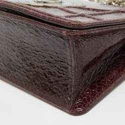 Pre Owned Dior Burgundy Ceramic Effect Leather Diorama Club Shoulder Bag