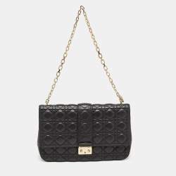 Pre Owned Dior Black Cannage Leather Large Miss Dior Shoulder Bag