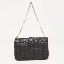Pre Owned Dior Black Cannage Leather Large Miss Dior Shoulder Bag