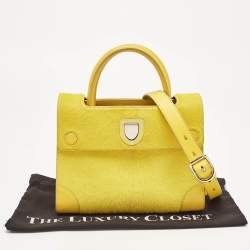 Pre Owned Dior Yellow Leather and Calfhair Mini Diorever Tote