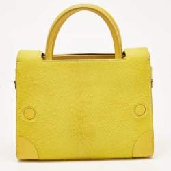 Pre Owned Dior Yellow Leather and Calfhair Mini Diorever Tote