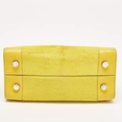 Pre Owned Dior Yellow Leather and Calfhair Mini Diorever Tote