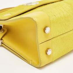 Pre Owned Dior Yellow Leather and Calfhair Mini Diorever Tote