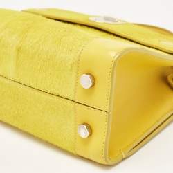 Pre Owned Dior Yellow Leather and Calfhair Mini Diorever Tote