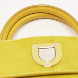 Pre Owned Dior Yellow Leather and Calfhair Mini Diorever Tote