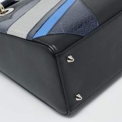 Dior Black Leather Medium Heart Patch Embellished Lady Dior Tote