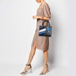 Dior Black Leather Medium Heart Patch Embellished Lady Dior Tote