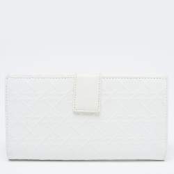 Pre Owned Dior Off White Cannage Embossed Leather French Flap Continental Wallet