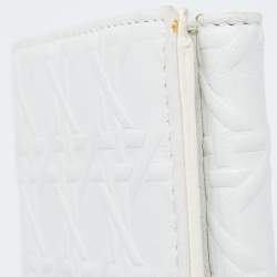 Pre Owned Dior Off White Cannage Embossed Leather French Flap Continental Wallet