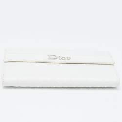 Pre Owned Dior Off White Cannage Embossed Leather French Flap Continental Wallet